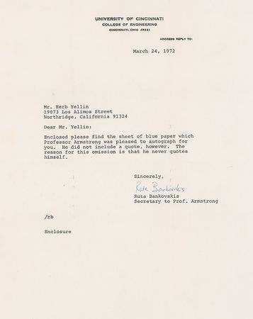 Lot #477 Neil Armstrong Signature - Image 2