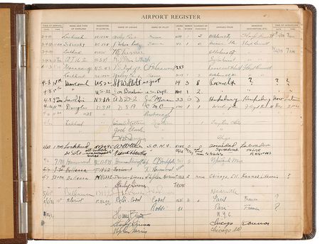 Lot #446 Aviators: Flight register from Floyd Bennett Field, including entries from Earhart and Post - Image 1