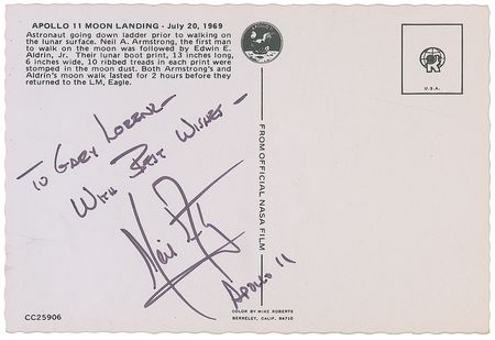 Lot #480 Neil Armstrong Postcard - Image 1