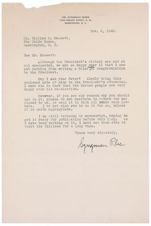 Lot #230 Syngman Rhee: ?The Korean people are very happy over his re-election??Rhee writes to Roosevelt in 1940 - Image 2