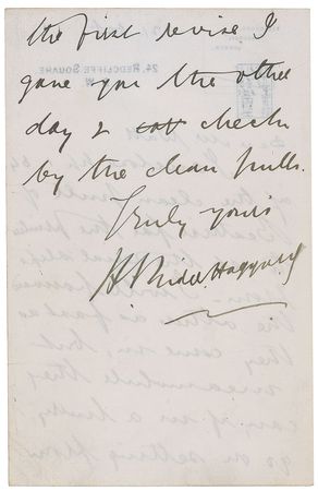Lot #695 H. Rider Haggard Handwritten Letter Signed - Image 2