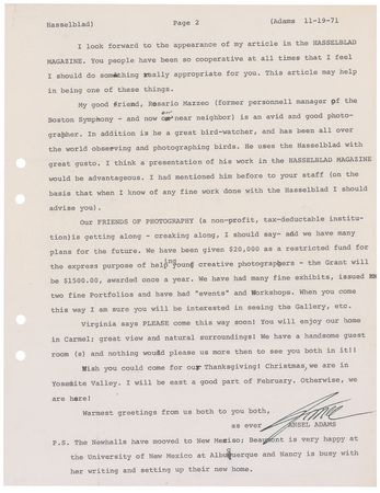 Lot #540 Ansel Adams: Forty letters exchanged between Ansel Adams and Hasselblad??The Superwide Hasselblad is indeed a masterpiece!? - Image 6