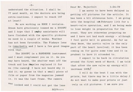 Lot #540 Ansel Adams: Forty letters exchanged between Ansel Adams and Hasselblad??The Superwide Hasselblad is indeed a masterpiece!? - Image 7