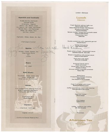 Lot #793 Beatles: George Harrison Menu - Image 1
