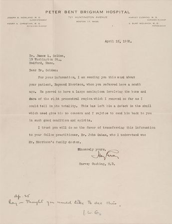 Lot #164 Harvey Cushing: Cushing returns a neurosurgical patient “in such good condition and spirits” - Image 2