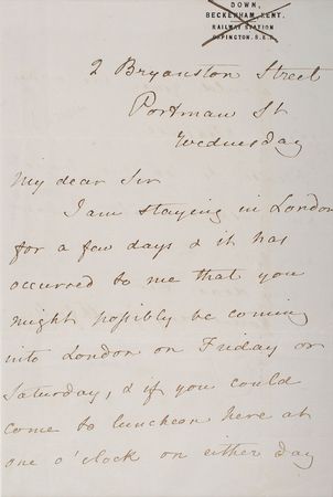 Lot #166 Charles Darwin: The naturalist selects one o’clock for a London luncheon - Image 2