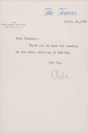 Lot #847 Cole Porter Typed Letter Signed - Image 2