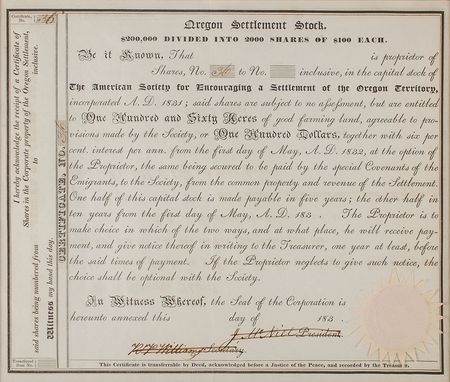 Lot #145 Oregon Territory Document - Image 2