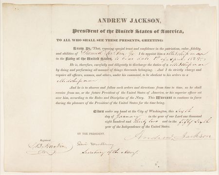 Lot #7 Andrew Jackson: Uncommon Jackson naval appointment - Image 2