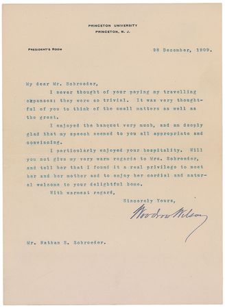 Lot #80 Woodrow Wilson Typed Letter Signed - Image 1