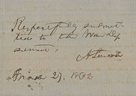 Lot #19 Abraham Lincoln: Lincoln submits a desperate soldier’s plea for money earned as a first Lieutenant and Aide-de-Camp - Image 1