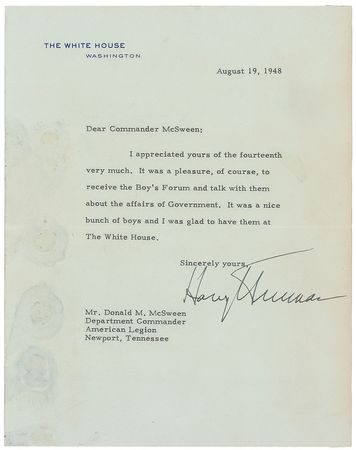 Lot #51 Harry S. Truman Typed Letter Signed - Image 1