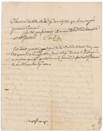Lot #662 Marquis de Sade: Scarce letter by the notorious French writer - Image 2