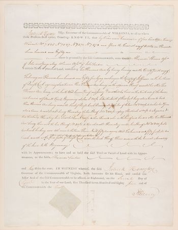 Lot #128 Patrick Henry: Impressive 1785 document by the oft-quoted founding father - Image 1