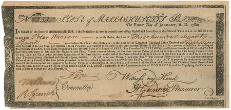 Lot #130 Massachusetts Finance Document - Image 1