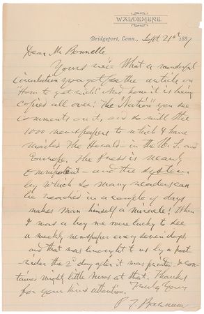 Lot #909 P. T. Barnum Handwritten Letter Signed - Image 2