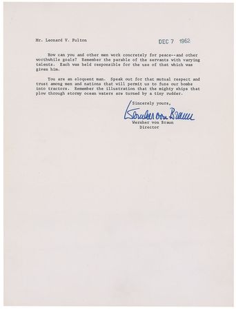 Lot #526 Wernher von Braun Typed Letter Signed - Image 2
