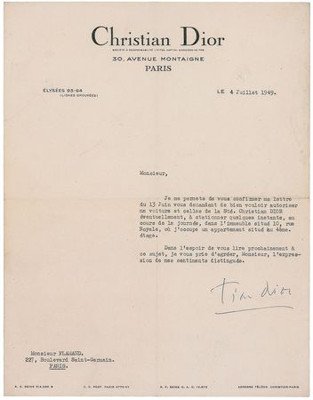 Lot #588 Christian Dior Typed Letter Signed - Image 2
