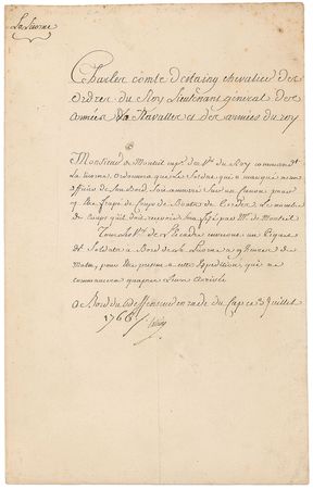 Lot #414 Charles Hector, comte D’Estaing Signed Document - Image 2