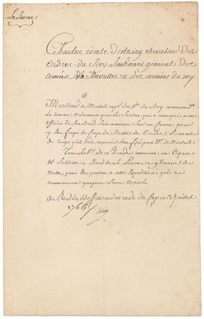 Lot #414 Charles Hector, comte D’Estaing Signed Document - Image 1