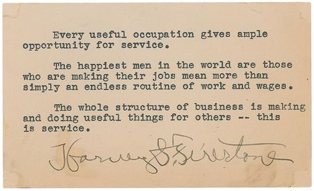 Lot #286 Harvey Firestone Typed Quote Signed - Image 1