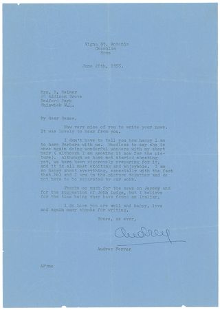 Lot #879 Audrey Hepburn: “She is once again doing wonderful wonders with my short hair (although I am growing it now for the picture)” - Image 2