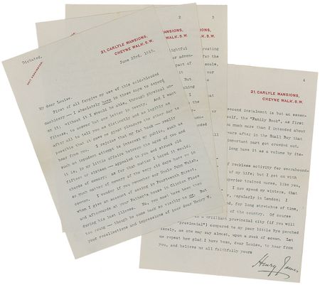 Lot #649 Henry James: ?I rejoice that my fat book appealed to you and struck old chords of memory? - Image 1
