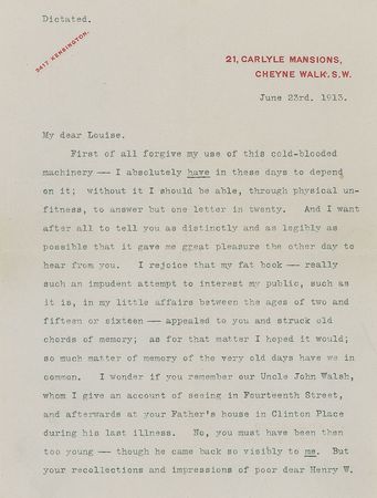 Lot #649 Henry James: ?I rejoice that my fat book appealed to you and struck old chords of memory? - Image 2