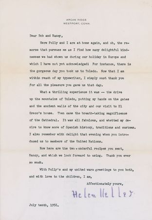 Lot #135 Helen Keller Typed Letter Signed - Image 1