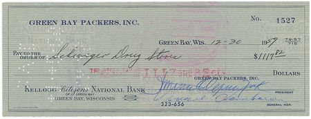 Lot #970 Vince Lombardi Check - Image 2