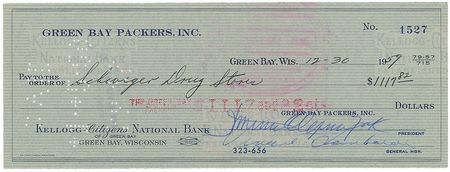 Lot #970 Vince Lombardi Check - Image 1