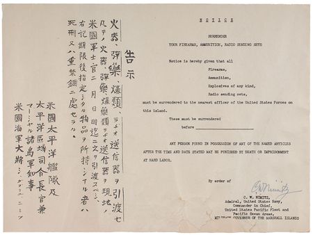 Lot #387 Chester Nimitz Signed Document - Image 1