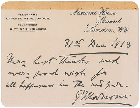 Lot #317 Guglielmo Marconi Signed Note - Image 1