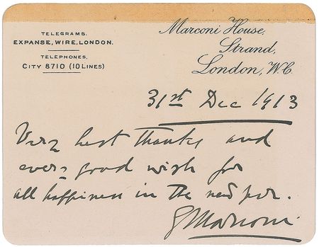 Lot #317 Guglielmo Marconi Signed Note - Image 2