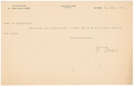 Lot #332 William Osler Typed Notes Signed - Image 2