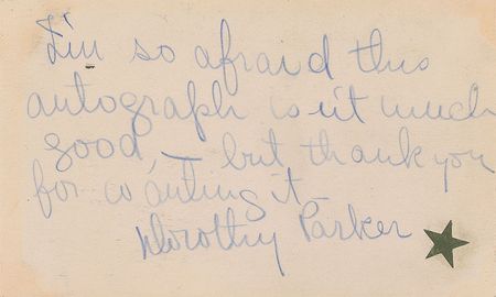 Lot #710 Dorothy Parker Signed Note - Image 1