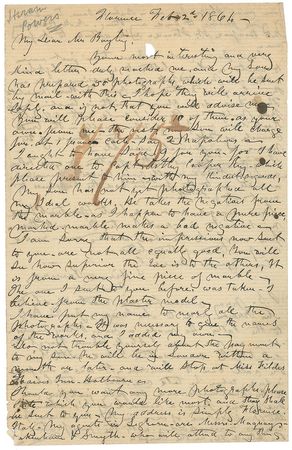 Lot #599 Hiram Powers Handwritten Letter Signed and Signed Photograph - Image 1