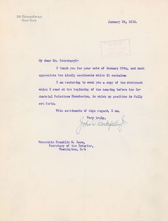 Lot #157 John D. Rockefeller Typed Letter Signed - Image 2
