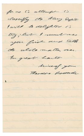 Lot #35 Theodore Roosevelt Handwritten Letter Signed - Image 3