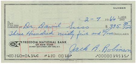 Lot #978 Jackie Robinson Check - Image 1