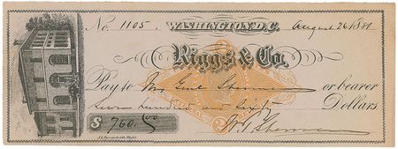 Lot #437 William T. Sherman Check - Image 2