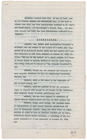 Lot #957 Orson Welles Signed Document - Image 2
