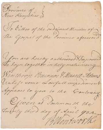 Lot #132 Benning Wentworth Signed Document - Image 2
