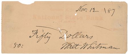 Lot #675 Walt Whitman Check - Image 2
