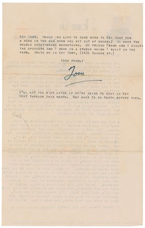Lot #720 Tennessee Williams Typed Letter Signed - Image 2