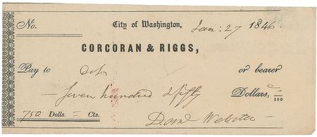 Lot #357 Daniel Webster Check - Image 1