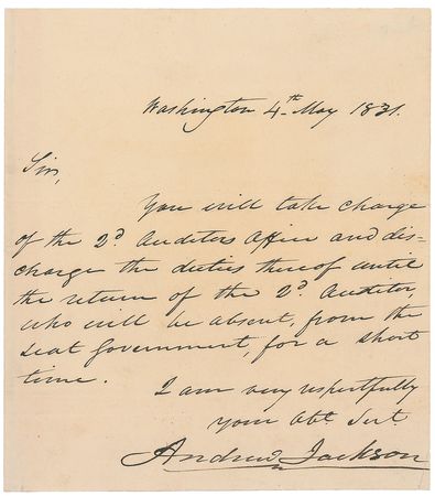 Lot #8 Andrew Jackson Handwritten Letter Signed