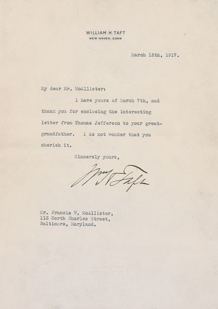 Lot #79 William H. Taft Typed Letter Signed - Image 2