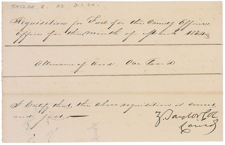 Lot #15 Zachary Taylor Signed Document - Image 2