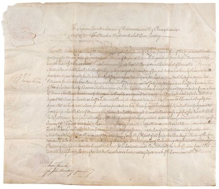 Lot #121 Benjamin Franklin: Supremely desirable 1787 grant issued while drafting the Constitution - Image 1